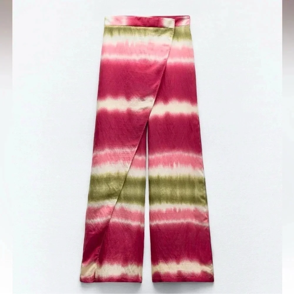 ZARA TIE DYE MULTICOLORED WRAP PANTS - Picture 2 of 6